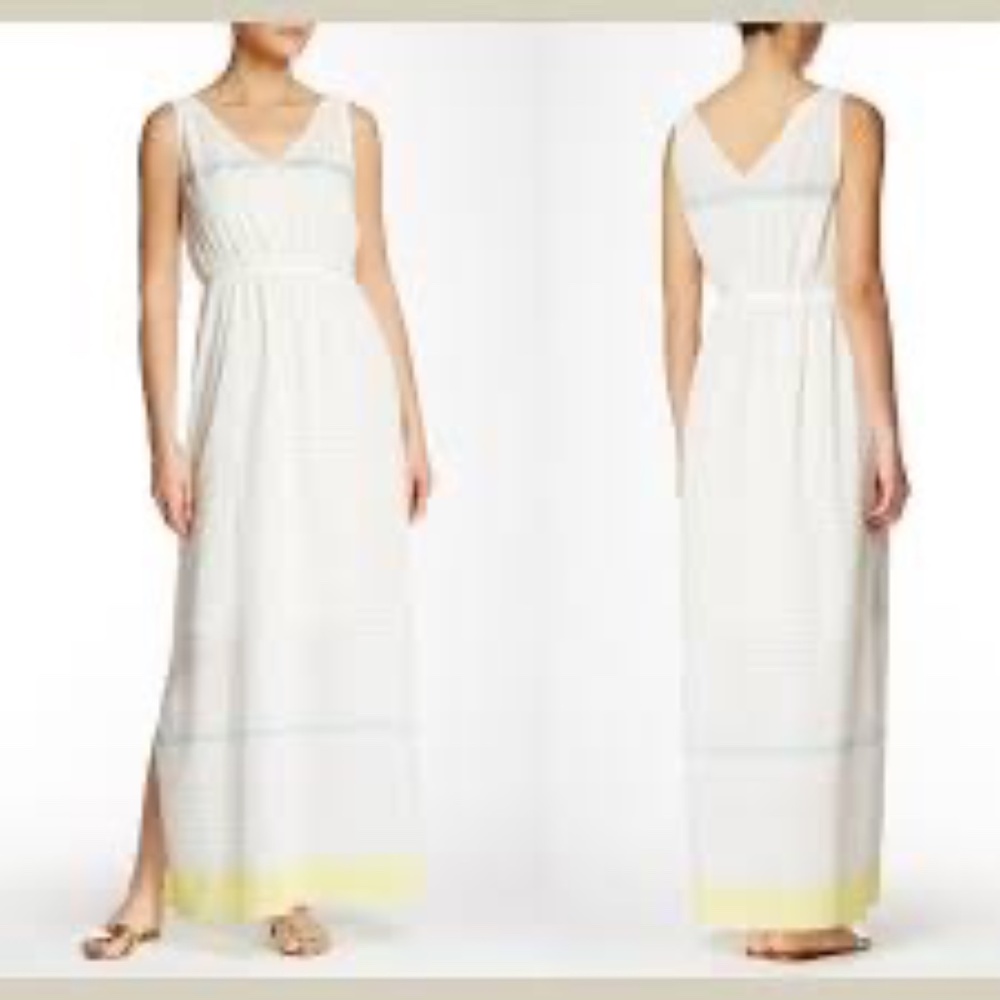 Tommy Bahama Piedmonte NWOT Sheer Striped 100% Cotton V Neck Maxi Dress Sz XL